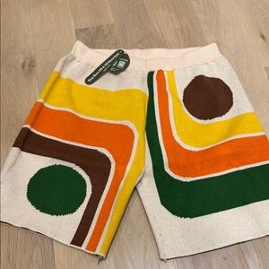 Retro Color Block Men's Athletic Shorts